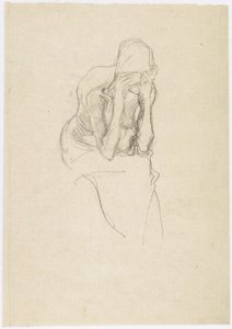 少し右に座っている老婆のハーフバー 作： Gustav Klimt